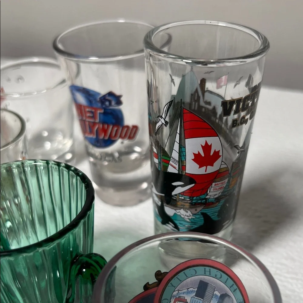 Assorted Souvenir Shot Glass Assortment of 19 Many Different Locations